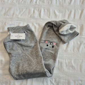 Resinta girls size 10-12 years gray cat knee warm leggings NWT